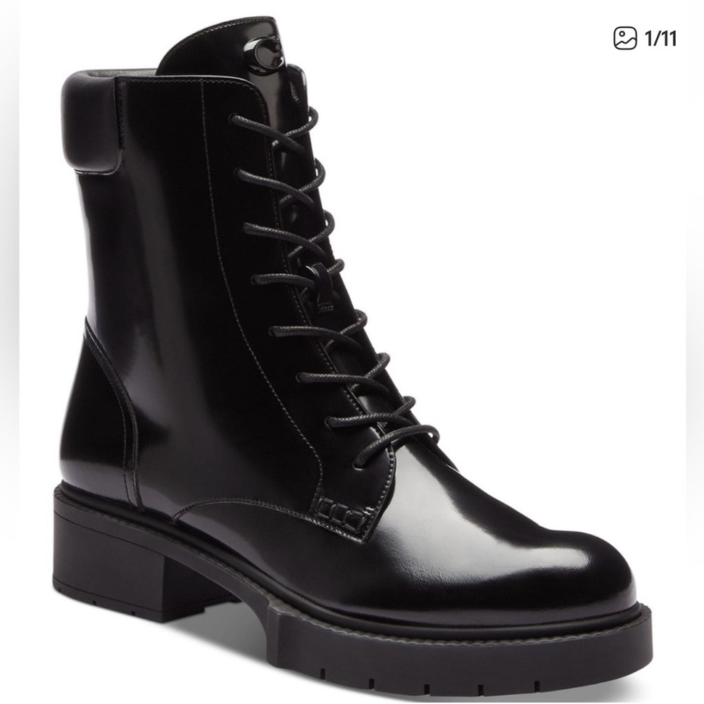 Coach Black Lace-Up Leather Women’s Boot